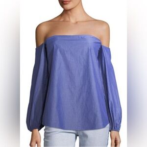 NEW Theory Laureema Off-the-Shoulder Striped Poplin Top Size 2